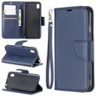 Retro Lambskin Texture Pure Color Horizontal Flip PU Leather Case for Huawei Y5 2019 & Honor 8s, with Holder & Card Slots & Wallet & Lanyard(Blue) - 1