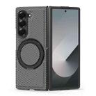 For Samsung Galaxy Z Fold5 5G Kevlar Carbon Fiber 360 Rotation MagSafe Holder Phone Case(Gray) - 1