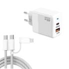PD41 GaN PD 45W + USB Charger with USB-C to USB-C / 8 Pin Data Cable for iPhone, EU Plug(White) - 1