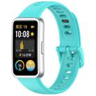 For Huawei Band 10 / 9 / 8 Metal Head Black Nail Button Glossy Silicone Watch Band(Teal) - 1