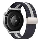 22mm Striped Magnetic Buckle Nylon Watch Band(Grey White) - 1