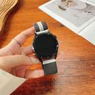22mm Striped Magnetic Buckle Nylon Watch Band(Grey White) - 2