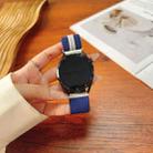 22mm Striped Magnetic Buckle Nylon Watch Band(Blue White) - 2