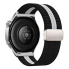 22mm Striped Magnetic Buckle Nylon Watch Band(Black White) - 1