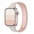 For Apple Watch 46mm / 49mm / 45mm / 44mm Tri-beads I-shaped Slim Magnetic Silicone Watch Band(Starlight with Pink Sand) - 1