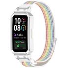 For Huawei Band 10 / 10 NFC / 9 / 9 NFC Watch Frame Integrated Nylon Loop Watch Band(Colorful+Silver) - 1
