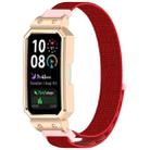 For Huawei Band 10 / 10 NFC / 9 / 9 NFC Watch Frame Integrated Nylon Loop Watch Band(Red+Rose Gold) - 1