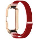 For Huawei Band 10 / 10 NFC / 9 / 9 NFC Watch Frame Integrated Nylon Loop Watch Band(Red+Rose Gold) - 3
