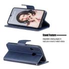 Retro Lambskin Texture Pure Color Horizontal Flip PU Leather Case for Huawei P30 Lite & Nove 4e, with Holder & Card Slots & Wallet & Lanyard(Blue) - 4