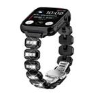 For Apple Watch 46mm / 49mm / 45mm / 44mm Small Square Diamonds Butterfly Buckle Watch Band(Black) - 1