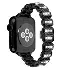 For Apple Watch 46mm / 49mm / 45mm / 44mm Small Square Diamonds Butterfly Buckle Watch Band(Black) - 2