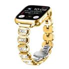 For Apple Watch 46mm / 49mm / 45mm / 44mm Small Square Diamonds Butterfly Buckle Watch Band(Gold) - 1