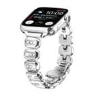 For Apple Watch 46mm / 49mm / 45mm / 44mm Small Square Diamonds Butterfly Buckle Watch Band(Silver) - 1