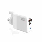 PD41 GaN PD 45W + USB Charger with USB-C to USB-C / 8 Pin Data Cable for iPhone, UK Plug(White) - 2