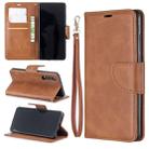 Retro Lambskin Texture Pure Color Horizontal Flip PU Leather Case for Huawei P30, with Holder & Card Slots & Wallet & Lanyard(Brown) - 1