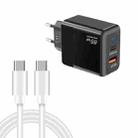 PD41 GaN PD 45W + USB Charger with Type-C to Type-C Data Cable, EU Plug(Black) - 1