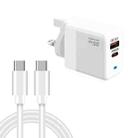 PD41 GaN PD 45W + USB Charger with Type-C to Type-C Data Cable, UK Plug(White) - 1