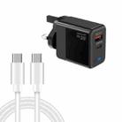 PD41 GaN PD 45W + USB Charger with Type-C to Type-C Data Cable, UK Plug(Black) - 1