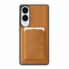 For Samsung Galaxy S25 Edge 5G Pindun MagSafe Card Slot Leather Back Phone case(Brown) - 1
