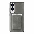 For Samsung Galaxy S25 Edge 5G Pindun MagSafe Card Slot Leather Back Phone case(Gray) - 1