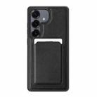 For Samsung Galaxy S25 5G Pindun MagSafe Card Slot Leather Back Phone case(Black) - 1