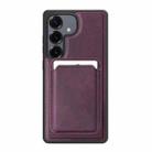 For Samsung Galaxy S25+ 5G Pindun MagSafe Card Slot Leather Back Phone case(Purple) - 1