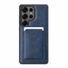 For Samsung Galaxy S22 Ultra 5G Pindun MagSafe Card Slot Leather Back Phone case(Blue) - 1