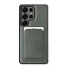 For Samsung Galaxy S22 Ultra 5G Pindun MagSafe Card Slot Leather Back Phone case(Green) - 1