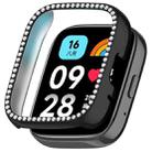 For Redmi Watch 3 / Watch 3 Lite Single Row Diamond Half Coverage Hollow PC Watch Protective Case(Black) - 1