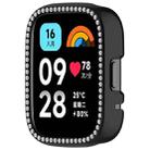 For Redmi Watch 3 / Watch 3 Lite Single Row Diamond Half Coverage Hollow PC Watch Protective Case(Black) - 2