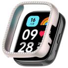 For Redmi Watch 3 / Watch 3 Lite Single Row Diamond Half Coverage Hollow PC Watch Protective Case(Frosted Starlight) - 1