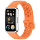 For Huawei Band 10 / 9 / 8 Metal Head Round Hole Nail Button Silicone Watch Band(Orange) - 1