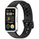 For Huawei Band 10 / 9 / 8 Metal Head Round Hole Nail Button Silicone Watch Band(Black) - 1