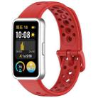 For Huawei Band 10 / 9 / 8 Metal Head Round Hole Nail Button Silicone Watch Band(Red) - 1