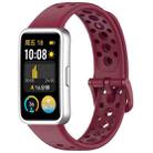 For Huawei Band 10 / 9 / 8 Metal Head Round Hole Nail Button Silicone Watch Band(Wine Red) - 1