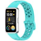 For Huawei Band 10 / 9 / 8 Metal Head Round Hole Nail Button Silicone Watch Band(Teal Green) - 1