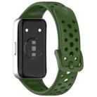 For Huawei Band 10 / 9 / 8 Metal Head Round Hole Nail Button Silicone Watch Band(Field Green) - 2