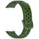 For Huawei Band 10 / 9 / 8 Metal Head Round Hole Nail Button Silicone Watch Band(Field Green) - 3