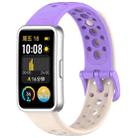 For Huawei Band 10 / 9 / 8 Metal Head Round Hole Nail Button Silicone Watch Band(Starlight +Purple) - 1