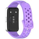 For Huawei Band 10 / 9 / 8 Metal Head Round Hole Nail Button Silicone Watch Band(Lilac) - 2