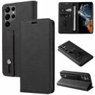 For Samsung Galaxy S23 Ultra 5G Wristband Magnetic Leather Phone Case(Black) - 1