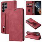 For Samsung Galaxy S23 Ultra 5G Wristband Magnetic Leather Phone Case(Red) - 1