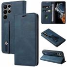 For Samsung Galaxy S23 Ultra 5G Wristband Magnetic Leather Phone Case(Blue) - 1