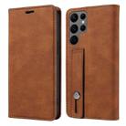 For Samsung Galaxy S23 Ultra 5G Wristband Magnetic Leather Phone Case(Brown) - 2