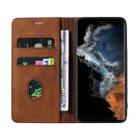 For Samsung Galaxy S23 Ultra 5G Wristband Magnetic Leather Phone Case(Brown) - 3