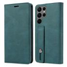 For Samsung Galaxy S23 Ultra 5G Wristband Magnetic Leather Phone Case(Lake Green) - 2