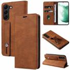 For Samsung Galaxy S23 5G Wristband Magnetic Leather Phone Case(Brown) - 1