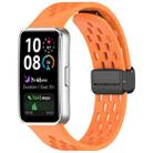 For Huawei Band 10 / 9 / 8 Hole Style Fold Magnetic Buckle Silicone Watch Band(Orange) - 1