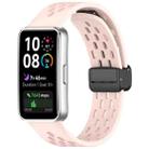 For Huawei Band 10 / 9 / 8 Hole Style Fold Magnetic Buckle Silicone Watch Band(Pink) - 1