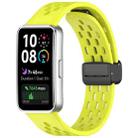 For Huawei Band 10 / 9 / 8 Hole Style Fold Magnetic Buckle Silicone Watch Band(Green) - 1